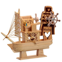 Корабль 20,5х20,4см музыкальный, с подставкой, дерево, 4 вида Y3500-16