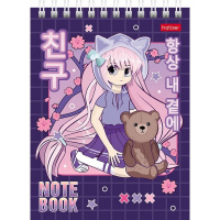 Блокнот А6 40л "Неко. Тян аниме" клетка, на спирали УФ-лак 6 дизайнов 080468