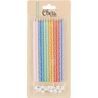 Свечи д/торта 12шт. 14,5см с подсвечниками, преламутровые, нежный микс "Спирали Макарунс" 708024