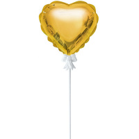 Шар воздушный 11х10,5см "Сердце" самонадувающийся с держателем, фольга, золото FBZ-02