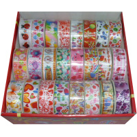 Лента упаковочная 2,5см х 2,7м репсовая с рисунком, ассорти Y9540-19