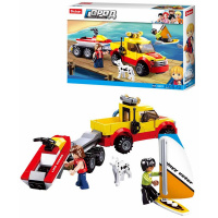 Конструктор "Город.Внедорожник-буксир и аквабайк" 172 детали 19х26х4,5см пластик (2 фигурки) M38-B06