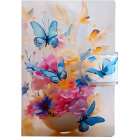 Блокнот А7 70л "Бабочки" линия, на липучке, цветный срез, обложка силикон, 4 вида 1500-22/11738-24