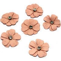 Цветок декоративный Фиалка 4см с камнем, светло-коричневый 6шт/уп. Y9512-19