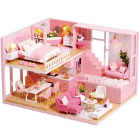 Конструктор "Румбокс. Кукольный домик" 24,5х20,5х15см 2 этажа (пластик, дерево, свет) SG2283