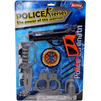 Набор оружия "Полиция" 43х28см 8 предметов пластик (пистолет, наручники, мишень, пули, граната, нож)