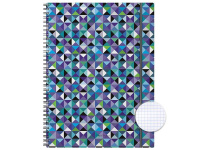 Тетрадь А4 80л клетка "Cubes" на спирали, пластиковая обложка, на резинке 45978