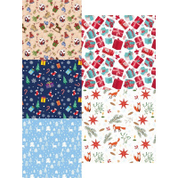 Бумага упаковочная 70см х 1м "С Новым счастьем" мелованная 5 дизайнов УБ-4375