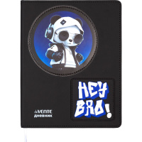 Дневник для 1-11 классов "Hey Bro" твердая обложка, искусственная кожа, аппликация 2020612