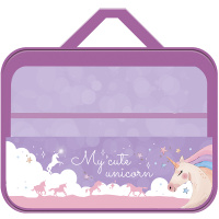 Папка д/труда А4 "Милый единорог" 335*260*60 с ручками, ткань ПТР-111