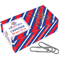 Скрепки 50мм 50шт оцинкованные, в картонной коробке 4135303