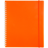 Тетрадь А5 80л клетка "DIAMOND NEON Оранжевая" на спирали, пластиковая обложка, на резинке 054430