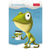 Блокнот А7 48л "Лягушонок Ден" клетка, склейка, 3-х цветный блок, 5 дизайнов 083527