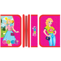 Пенал "Cool girl" 20х13х3см прямоугольный одностворчатый, 2 откидные планки, ткань ПО-42