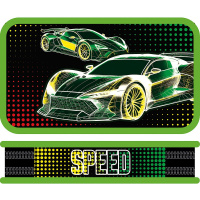 Пенал "Speed club" 19х10,5х3см, прямоугольный, двухстворчатый, SOFT ткань ПО-901