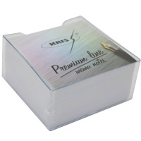 Пластиковый бокс 9х9х4,5см прозрачный с блоком белой бумаги КУБ-4Б