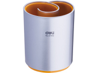 Подставка д/канц.принадлежностей d-9х11см пластик, оранжево-серая E9143