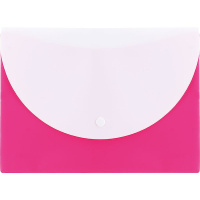 Папка-конверт на кнопке А5 пластик 0,18мм с карманом, розовая Е38978