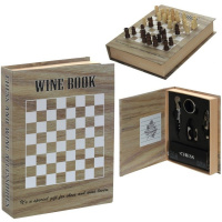 Набор сомелье с шахматами (штопор, кольцо, дозатор, нож для снятия фольги) 16х4х21см 714153