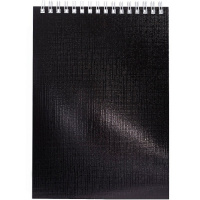 Блокнот А5 80л клетка на спирали, бумвинил металлик черный 093253