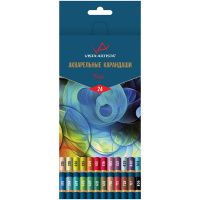 Карандаши акварельные 24 цвета "Fine" круглые, картон VFWP-24
