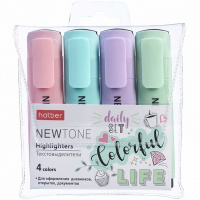 Набор маркеров текстовыделителей "NEWtone Pastel" 4шт, клиновидный наконечник, толщина линии 1-5мм