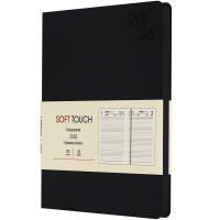 Ежедневник 2026 А5 "Soft Touch. Черный" 352стр. искусственная кожа, ляссе ЕКСТ52617601