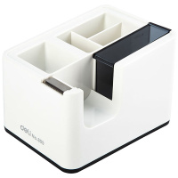 Набор настольный 12х10х9см 4 отделения, с диспенсером для скотча 18мм, белый E809