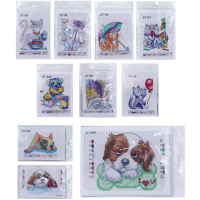 Набор для вышивания крестом №1 14х20см 10 дизайнов (схема, канва, игла, нитки) M-11889