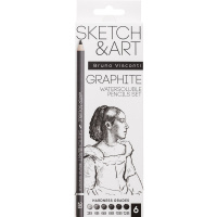 Набор карандашей чернографитных 6шт "Sketch&Art" 2B-12B водорастворимые 25-003