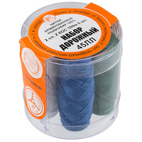 Нитки швейные 5 цветов по 100м армированные "Дорожные" в пластиковой тубе 45 ЛЛ