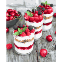 Живопись по номерам (акрил) 40х50см "Ягодный десерт" сложность 3, холст на подрамнике МСА1809