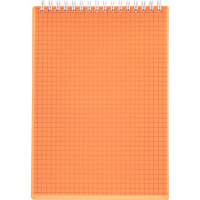 Блокнот А5 80л "Line neon. Оранжевый" клетка, на спирали, пластиковая обложка 081504