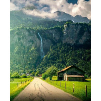 Алмазная мозаика 40х50см "Дорога в гору" полная выкладка KR 0207