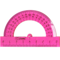 Транспортир 10см 180° флюорисцентный, прозрачный, пластик, 4 цвета ТР11/110