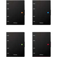 Тетрадь на кольцах А5 80л клетка "Accent" пластиковая обложка, на кнопке, черный 51429