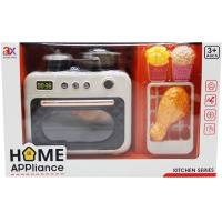 Плита 14,5х10,5х8см с набором продуктов и посудой, пластик (свет, звук) LT391932