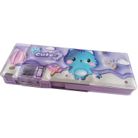 Пенал "Cute" 24х9х3,5см с точилкой, на магните, пластик, 2 отделения, 4 цвета 11663-24