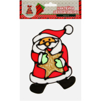 Наклейка декоративная "Дед Мород/Снеговик" 15x20см пвх 4 вида 336-462