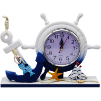 Часы "Штурвал с якорем" 28,5х21см на подставке, дерево/стекло Y10272-24