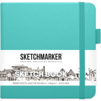 Скетчбук 12х12см 80л 140г/м2 аквамарин, на резинке, твердая обложка "Sketchmarker" 2314502SM