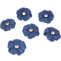 Цветок декоративный Фиалка 4см с камнем, темно-синий 6шт/уп. Y9512-19