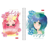 Тетрадь А5 80л клетка "Ангелы аниме" на спирали двойная, твердая обложка 081091