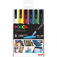 Набор маркеров перманентных "POSCA. PC-3M" 6шт, пулевидный наконечник, толщина линии 1,3мм Набор маркеров перманентных "POSCA. PC-3M" 6шт, пулевидный наконечник, толщина линии 1,3мм