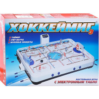 Игра настольная "Хоккей" 65х44х11см, пластик, звук (поле, ворота, табло, 14 фигурок, шайба,наклейки)