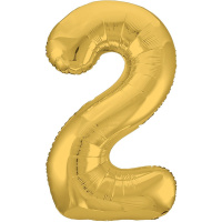 Шар воздушный 102см (40"), Цифра "2" фольга, золото 754610