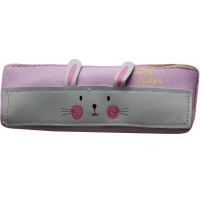 Пенал "Веселый зайка" 19х7х6см, треугольный, 1 отделение, текстиль, розовый BB2398