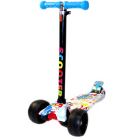 Самокат 3-х колёсный L=60см ассорти, пластик/металл, колесо PU d=11см/7см светится 1121-47