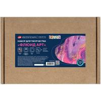 Набор для рисования "Флюид Арт.Магия" (краски, медиум, холсты, стаканы, перчатки, палочки, блестки)