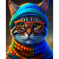 Живопись по номерам (акрил) 40х50см "Умный кот" сложность 4, холст на подрамнике МСА1983